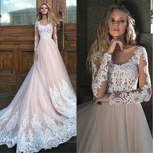 New Arrival Scoop Neckline Tulle Skirt With Applique Lace Wedding Dress Long Sleeve vestido de noiva 2021 Bridal Gowns 2024 - buy cheap