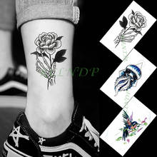 Pegatina de tatuaje temporal a prueba de agua, tatuajes falsos para mujeres, hombres y niños, flor, pájaro, Medusa, arte pequeño 2024 - compra barato