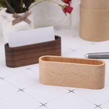Wooden Table Business Card Display Stand Memo Holder Storage Box Organizer Walnut Beech Wood 2024 - buy cheap