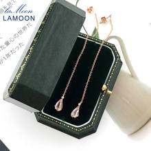 Lamoon 925 brincos de prata esterlina cereja brincos de pendurar em quartzo rosa para mulheres joias finas banhadas a ouro rosê de 18k lmei115 2024 - compre barato