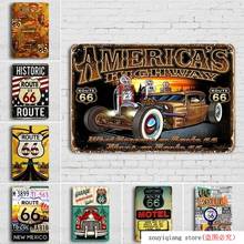 Route 66 Vintage Wall Plaque Sticker Retro Metal Tin Sign Hotel Bar Cafe Pub Man Cave Garage Decor 2024 - buy cheap