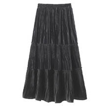 Falda Lisa De terciopelo para niñas, ropa elegante de moda para niños, falda larga de estilo acampanado, 2021 2024 - compra barato