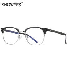 Blue Light Blocking Plain Glasses Men Anti Blue Ray Eyeglasses Computer Eyewear Oval Full Frame Alloy Protect Eye Glasses 002 2024 - buy cheap