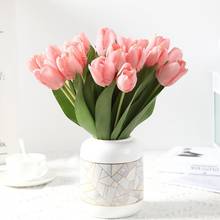 Ramo de tulipán Artificial de tacto Real, flores artificiales falsas para el hogar, regalo para boda 2024 - compra barato