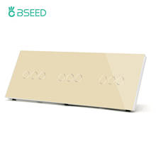 BSEED-interruptores de luz táctil para pared, Panel de vidrio con Sensor táctil, 9 entradas y 1 vía, color blanco, negro y dorado, 300W/entrada 2024 - compra barato