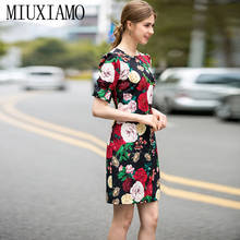 MIUXIMAO-vestido de Primavera de manga corta con estampado de flores, ropa informal, por encima de la rodilla, 2020 2024 - compra barato