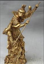 YM  311  9" Chinese Brass Myth Handsome Monkey King Sun WuKong Hold Golden Cudgel Statue 2024 - buy cheap