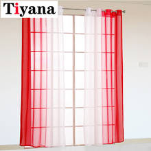 Gradient Curtains 2 Panels Tulle Curtain For Living Room Kitchen Ring Tape Ready Made Short Curtain For Bedroom Window Cortinas 2024 - buy cheap