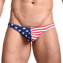 New Sexy Men Stripe Low Rise Thongs Men Sexy G-Strings & Thongs Underwear Penis Pouch Gay Lingerie Flag FX1008 2024 - buy cheap