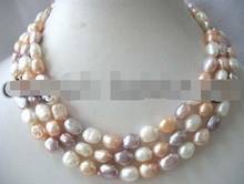 50" 8-9mm white pink and purple barpque freshwater pearl necklace wholesal 2024 - buy cheap