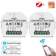 New Tuya Smart Life APP ZigBee 3.0 Smart Light Switch Relay Module 2 Gang ZIGBEE+RF Work With Alexa Google Home Smart Home 2024 - buy cheap