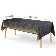 Disposable Tablecloth For Party Wedding Happy Birthday Decor Fashion Gold Polka PE Plastic Tablecloth Black 137*274cm 2024 - buy cheap