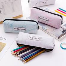 Cute Pencil Case Marble Pattern Leather Pen Bag Pencil Box Pencil Case Stationery Pouch Office School Supply 2024 - compre barato
