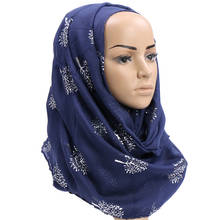 Popular women printed silver tree hijab scarf cotton glitter silver shawls summer muslim headscarf long wraps pashmina 10pcs/lot 2024 - buy cheap