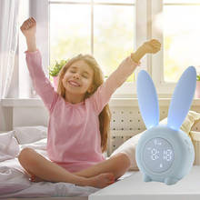 Snooze Cute Bunny Ear Alarm Clock USB Sound Control Night Lamp Children's Sleep Timer Trainer Clock Student Digital Table Clock 2024 - buy cheap