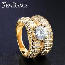Newranos 2 unids/set anillos de pareja anillo de amante lleno de oro con CZ Zircons joyería para compromiso boda fiesta joyería R006GY134 2024 - compra barato