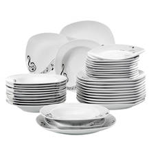 Фарфоровая посуда с музыкальными нотками VEWEET MELODY из 36 предметов, посуда, набор тарелок с 12 * обеденной тарелкой, десертной тарелкой, тарелкой для супа 2024 - купить недорого