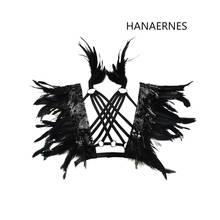 HANAERNES-arnés de plumas negro, Bralette Punk de jaula de plumas, sujetador de plumas de pecho abierto BDSM, lencería gótica exótica, Tops de plumas 2024 - compra barato