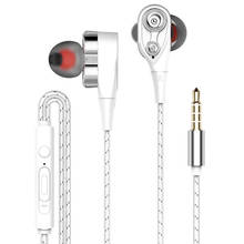 Dual Drive Stereo Wired earphone 3.5mm earphones In-Ear Sport Headset With Mic mini Earbuds Earphones For smart phone 2024 - buy cheap