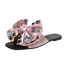 2021 Crystal bowknot Slippers Sandals Women Shoes Summer open-toe sandals Women shoes Slides Ladies Outdoor Flats slipper 2024 - buy cheap