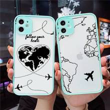 Capa de celular com design de arte simples, capa transparente, com mapa mundi, para iphone 7, 8, 11, 12 plus, mini x, xs, xr, pro max 2024 - compre barato