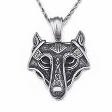 Punk Norse Vikings Pendant Necklace For Men Stainless Steel Original Animal Nordic Wolf Head Hange Necklace Homme Jewelry 2024 - buy cheap