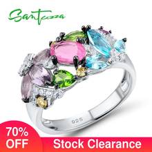 SANTUZZA Silver Ring For Women 925 Sterling Silver Fashion Rings for Women Colorful Stones Cubic Zirconia Ringen Party Jewelry 2024 - buy cheap