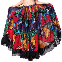 Falda de estilo Tribal para mujer, falda con estampado de mariposa, círculo completo de Flamenco, para danza del vientre, de gasa, 2017 2024 - compra barato