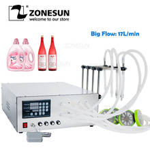 Zonesun máquina de enchimento de líquido semiautomática, para frascos e detergentes, 17l/min, 4 bocais, para comestível, óleo, shampoo 2024 - compre barato