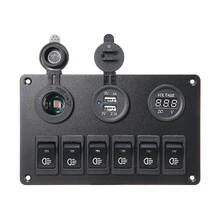 6 Gang Blue LED Car Switch Panel 12V 24V Circuit Breakers Overload Protect Boat Rocker Switch Control Panel Set 2024 - buy cheap