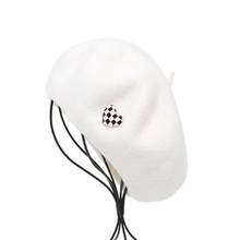 Sombrero de Invierno para mujer, Boina simple retro con decoración de amor, sombrero de lana para mujer, sombrero de pintor en blanco y negro, sombrero de vendedor de periódicos 2024 - compra barato