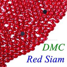 Стразы DMC Red Siam SS6 SS10 SS16 SS20 SS30 разных размеров, стеклянные кристаллы горячей фиксации, блестящие, «сделай сам», для одежды с клеем 2024 - купить недорого