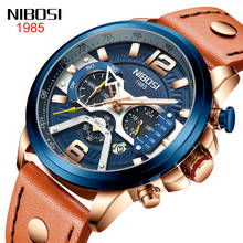 NIBOSI Casual Sport Watches for Men Blue Top Brand Luxury Military Leather Wrist Watch Man Clock Fashion Chronograph Clock 2024 - buy cheap