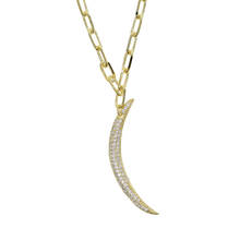 gold silver color pave cz moon open link chain choker necklace for lady women gift 2024 - buy cheap