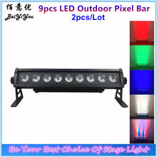 Luminária wall washer, com 2 lâmpadas de led, 9 peças, 18w, rgbwa + uv, 6 em 1, com ponta de pixel, para iluminação de parede, matriz de iluminação, para festas, entretenimento