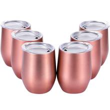 Professional1 Set 6 Pcs 12 Oz Unbreakable Drinkware Stemless Wine Tumbler Stainless Steel Triple-Insulated Vacuum Wine Glass Cup 2024 - buy cheap