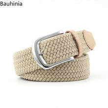 Bauhinia-cinturón tejido para hombre y mujer, cinturón de lona trenzada, hebilla de Pin elástica de Metal, novedad de 2021 2024 - compra barato