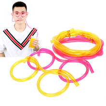 Pajitas de plástico para beber, accesorios de fiesta para niños, tubo Flexible para beber, gafas suaves, suministros para fiesta de cumpleaños, Color aleatorio 2024 - compra barato