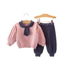 Conjunto de ropa de lana para niñas pequeñas, suéteres y pantalones de punto, conjuntos de moda, Primavera e invierno, 2021 2024 - compra barato