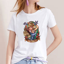 Harajuku Tshirt ONCE OPON A DREAM Disney Tattoo Princess Aurora Sleeping Beauty Graphic Funny T Shirt Women Cute Fashion T-shirt 2024 - buy cheap