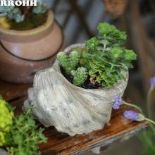 Casa suculenta vaso de flores cerâmica concha flor suporte europeu mesa arranjo flor recipiente decoração presente jardim 2024 - compre barato
