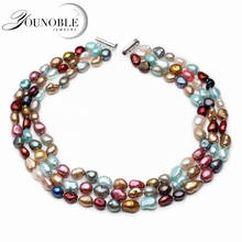 100% Real Natural Freshwater Baroque Pearl Necklace Women,Wedding 3 Row Colorful Multi Layer Necklace Birthday Gift 2024 - buy cheap