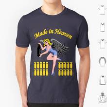 Camiseta hecha en el cielo para niñas, Camiseta de algodón de bricolaje de gran tamaño, S-6xl, barbie 2, hecha en el cielo, Queen, Freddie, Angel, Bombshell, Segunda Guerra Mundial 2024 - compra barato