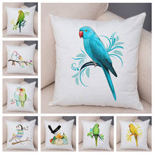 Cartoon Parrot Animal Pillow Case Decor Birds and Flower Cushion Cover for Sofa Home Car Super Soft Plush Pillowcase 45x45cm 2024 - buy cheap