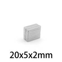 10 ~ 300 шт. 20x5x2 мм блок супер сильные магнитные магниты 20 мм * 5 мм * 2 мм Постоянный Неодимовый прямоугольный магнит 20*5*2 мм 2024 - купить недорого
