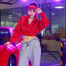 Hip Hop Dance Tops Women Red Cheerleader Costume Jazz Dance Clothing Sexy Stage Outfit DS DJ Clubwear Street Dance Wear DL7437 2024 - buy cheap