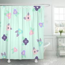 Green Floral Cute Purple Pink Blue Flowers Colorful Mint Shower Curtain Waterproof Polyester Fabric 72 x 72 Inches Set with Hook 2024 - compre barato