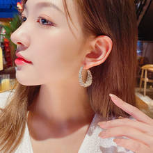 Brincos de orelha elegante coreana, joias com strass, brincos de declaração, para mulheres, brincos de casamento, atacado 2024 - compre barato