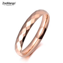 ZooMango-Anillo de boda de acero inoxidable para mujer, sortija de aniversario de 3mm de ancho, de oro rosa, estilo de oficina, ZR19059 2024 - compra barato