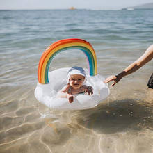 Rooxin-Anillo de natación de arco iris para bebé, flotador infantil para piscina, Círculo de natación, asiento inflable para bebé, juguetes de verano para fiesta en la playa y piscina 2024 - compra barato